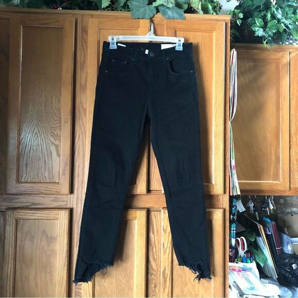 Rag & Bone 10 Inch Capri Jeans Raw Stepped Hem Black Hampton - 26 - Picture 2 of 11